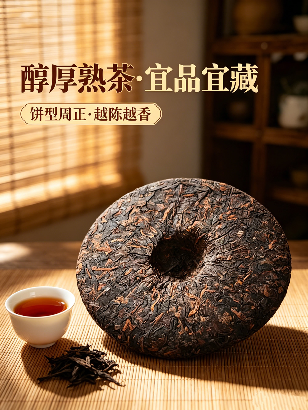 2025年七象茶业 易武醇 普洱茶熟茶 357克/饼