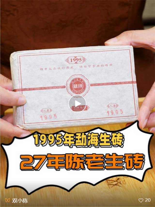 双陈老茶特供周27年陈1995年勐海生砖生茶