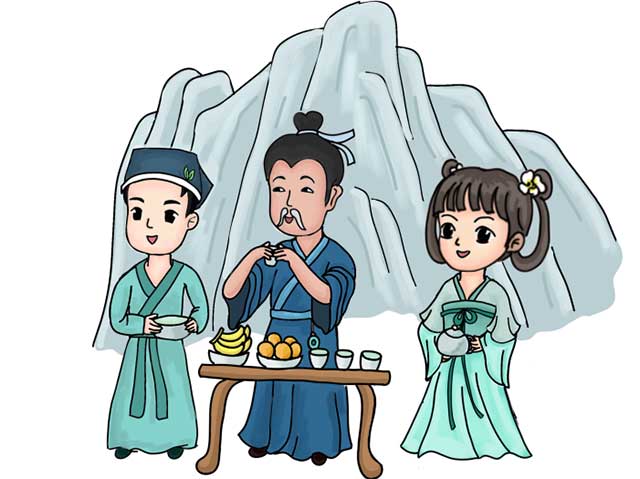 中人物从左至右依次为小茗寓乐夫子佳佳